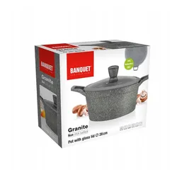Garnek granite banquet szary 28 cm do gotowania POKRYWKA 6,4 L na prezent