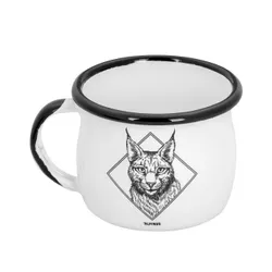 Kubek turystyczny Alpinus Emaliowany Ryś biały