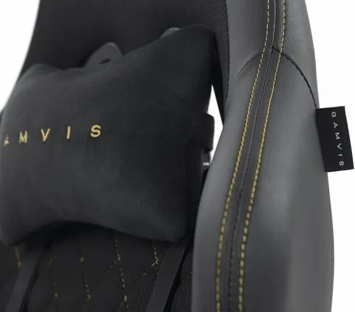 Fotel GAMVIS Phantom Large Czarny (złote elementy) + podnóżek