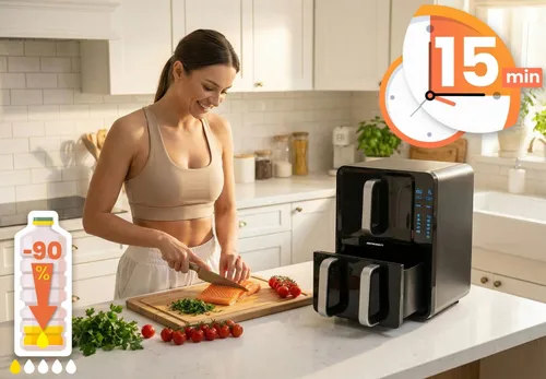 Air Fryer Frytkownica beztłuszczowa BERDSEN BD-664 12l z podwójnym koszem i okienkiem do obserwacji postępów gotowania