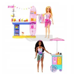 LALKA BARBIE ZESTAW PLAŻOWY 2 LALKI + akcesoria HNK99