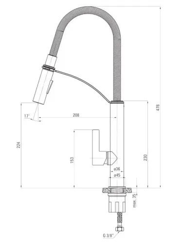 Bateria Deante Gerbera BGB 072M Chrom Mosiądz