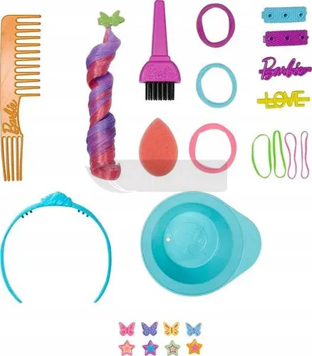 LALKA BARBIE GŁOWA DO STYLIZACJI + akcesoria Afro HMD79