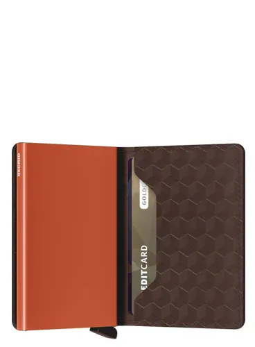 Küçük Secrid Slimwallet Optik RFID Cüzdanı-Kahverengi / Turuncu