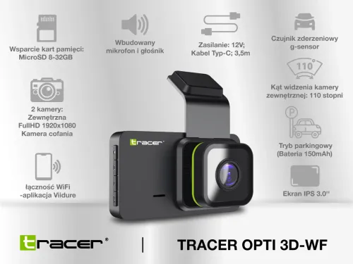 Wideorejestrator Tracer OPTI 3D-WF FullHD