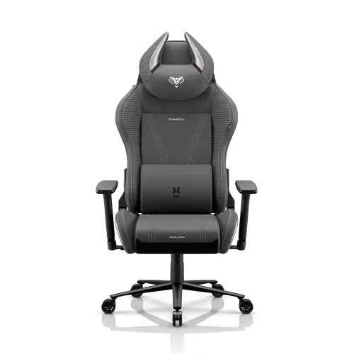 Fotel Diablo Chairs X-Horn 2.0 Normal Size Rainbow Grey Gamingowy do 140kg Tkanina Szary