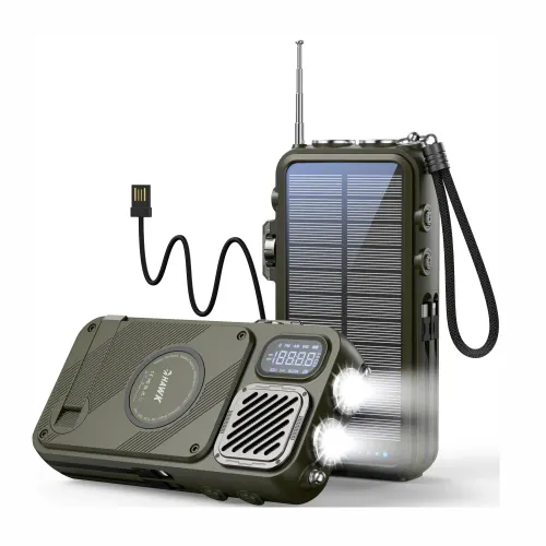 Radioodbiornik Hawk R40 Na korbkę, Solarne, Latarka, Radio FM Bluetooth Zielony