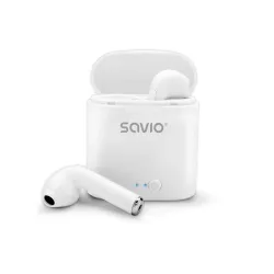 Słuchawki bezprzewodowe Savio TWS-01 Dokanałowe Bluetooth 5.0 Biały