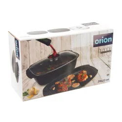 Brytfanna aluminiowa z pokrywką i patelnią grillową 5 l