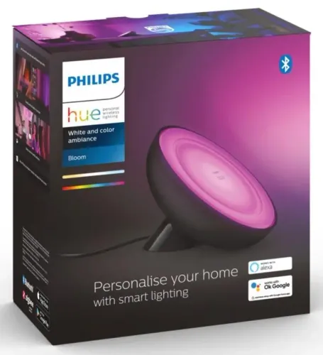 Lampka nocna Philips Hue White and Colour Ambiance Bloom Czarny