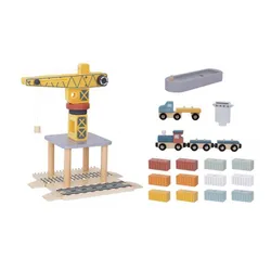 Tooky Toy Dźwig Portowy Drewniany Zestaw