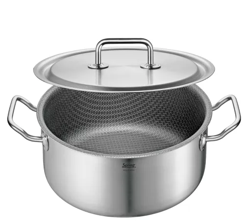 SPRING Cut Resist Pure – garnek niski z powłoką nieprzywierającą stal nierdzewna śred. 24 cm 4,7 l