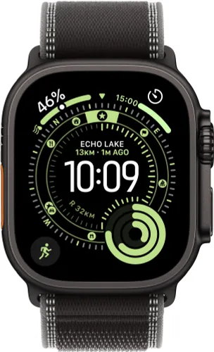 Apple Watch Ultra 3 GPS + Cellular 49mm koperta tytanowa (czarny) + pasek Trail rozmiar S/M (czarny/węgiel drzewny)