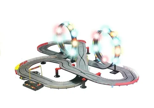 Tor Samochodowy Wyścigowy Slot Cars 2 Autka 1:43 Pętla Lampki Zasilacz
