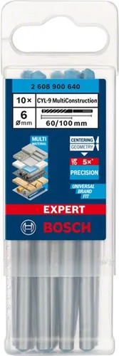 Wiertła wielozadaniowe 6x60x100mm, 10szt. Bosch EXPERT CYL-9 MultiConstruction