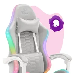Fotel HELL'S CHAIR HC-1000 LED RGB Kids Szary