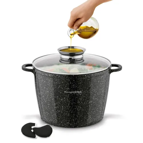 Garnek ceramiczny wysoki Konighoffer Kingstone 6,85 l okrągły z aromatyzerem i 2 nakładki