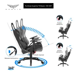 Fotel GAMVIS Phantom Large Czarny (białe elementy)