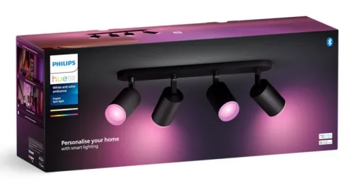 Oświetlenie punktowe Philips Hue White and Color Ambiance Poczwórne Fugato Czarny