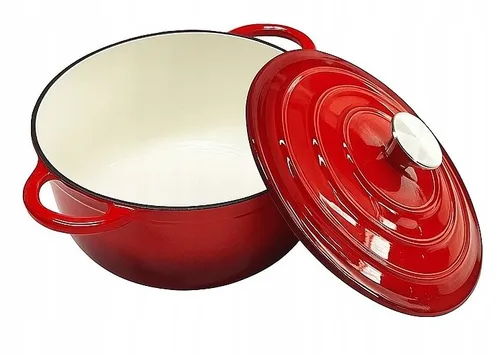 Garnek żeliwny emaliowany 28cm 5.9L ciężki indukcja Czerwony KRISBERG