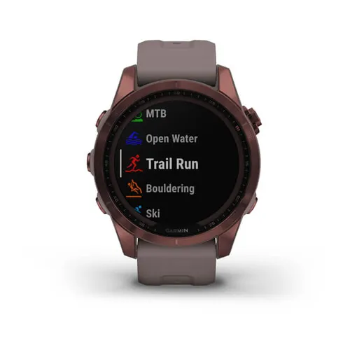 Смарт-часы Garmin FENIX 7S Sapphire Solar титановый темно-бронзовый с серым силиконовым ремешком (010-02539-29)