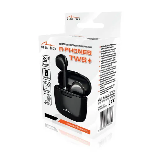 Słuchawki bezprzewodowe Media-Tech R-PHONES TWS+ MT3589K V2.0 Douszne Bluetooth 5,3 Czarny