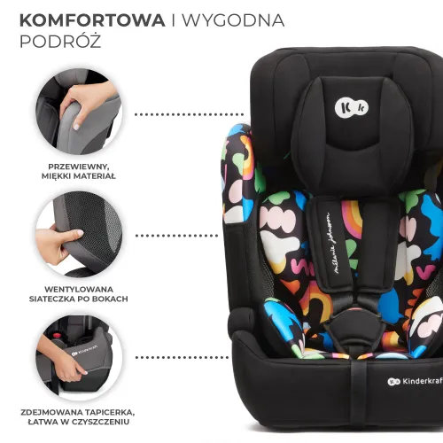 Fotelik samochodowy KINDERKRAFT Comfort Up I-Size Happy Shapes 76-150 cm (9-36 kg) Wielokolorowy