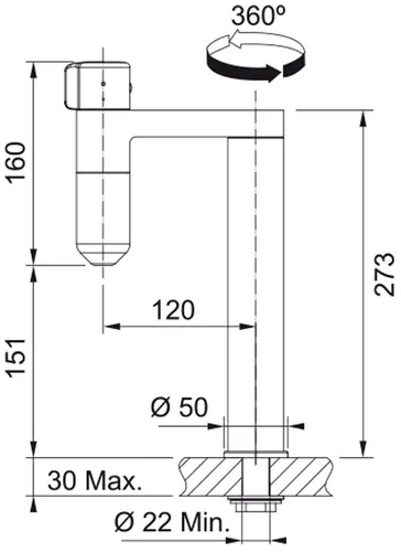 Bateria FRANKE Vital S 120.0621.311 Czarny/stal