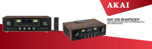 Wieża AKAI AM-100 RHAPSODY 30W Bluetooth Radio FM DAB Czarno-brązowy