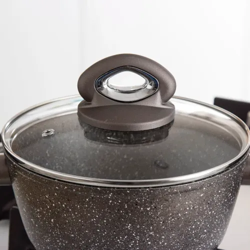 Garnek aluminiowy z pokrywką VALDINOX ROCK SZARY 1,8 l