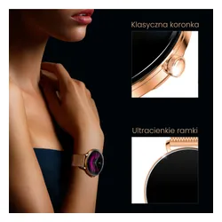 Smartwatch FOREVER SB-370 Lucca Różowe złoto + Pasek łaciaty