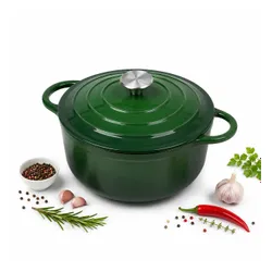 Garnek żeliwny emaliowany 28cm 5.9L ciężki indukcja Zielony KRISBERG