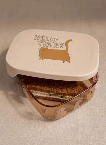 Dziecięcy pojemnik na jedzenie Liewood Arthur Tritan Lunchbox - cats and dogs / sandy