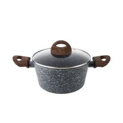 FLORINA Granite 2,5 l czarny - garnek aluminiowy z pokrywką