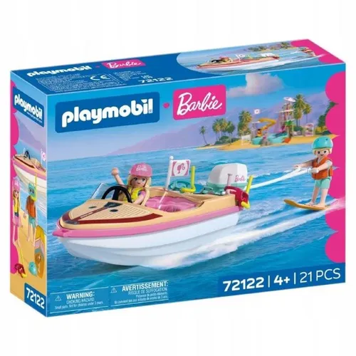 PLAYMOBIL x BARBIE 72122 Łódź przygodowa, zestaw dla dzieci +4 lata