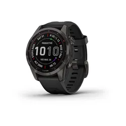 Смарт-часы Garmin FENIX 7S Sapphire Solar титановый угольно-серый DLC с силиконовым ремешком (010-02539-25)