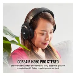 Słuchawki przewodowe z mikrofonem Corsair HS50 Pro Stereo Carbon CA-9011215-EU Nauszne Czarny