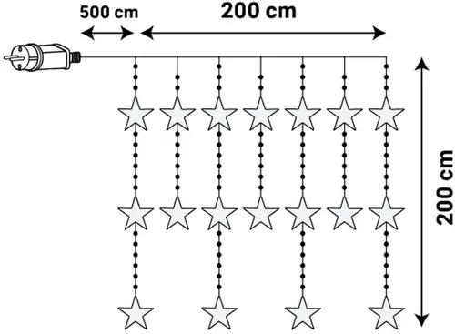 Kurtyna dekoracyjna CHRISTMAS DECORATION 1079240 415 LED Sieciowe 2 m Transparentny