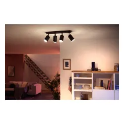 Oświetlenie punktowe Philips Hue White and Color Ambiance Poczwórne Fugato Czarny