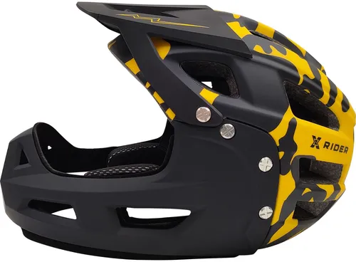 Kask XRIDER XRFH003L Czarno-żółty Full Face z odpinaną szczęką (rozmiar L)