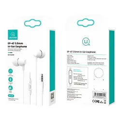 Słuchawki przewodowe USAMS EP-47 Dokanałowe Mikrofon Biały