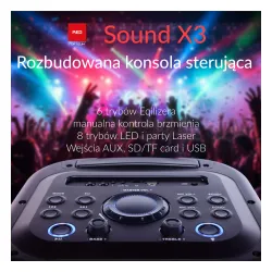 Power Audio Opticum Party Box SOUND X3 Radio FM Mikrofon Karaoke Bluetooth Czarny