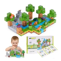 Klocki Magnetyczne Konstrukcyjne Zestaw Dla Dzieci 142 Elementy Sześciany Dinozaury