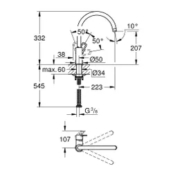Bateria GROHE Bauloop 31368001 Chrom