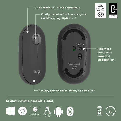 Myszka Logitech Pebble 2 Grafitowy