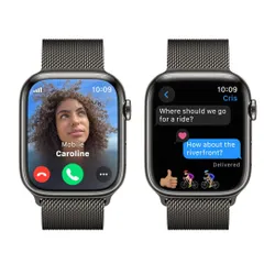 Apple Watch 9 GPS + сотовый 45 мм стальной сильный графит / сильный графит миланский браслет