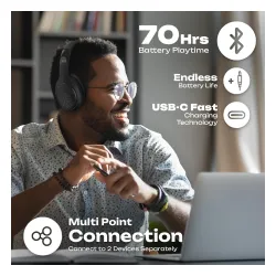 Słuchawki bezprzewodowe PowerLocus P19 Black Nauszne Bluetooth 5.3 Czarny