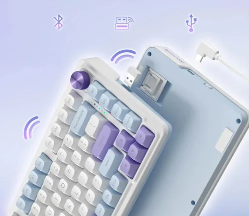 Klawiatura REDRAGON Ucal Max K673WBP RGB Hot Swap Manbo Switch Biało-fioletowo-niebieski