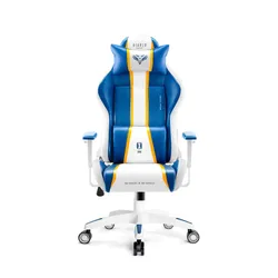 Fotel Diablo Chairs X-One 2.0 Normal Size Gamingowy do 160kg Skóra ECO Tkanina Biało-niebieski