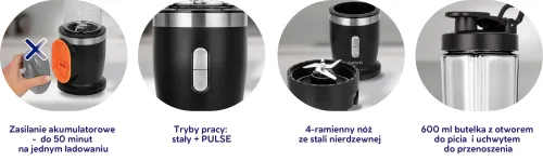 Blender kielichowy MPM GoFree Bezprzewodowy 0,6l